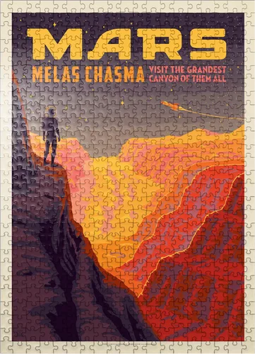 Vista 7 de MyPuzzle Mars: Melas Chasma, póster vintage, rompecabezas prémium de 100 piezas para adultos