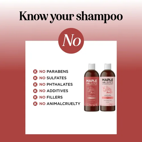 Vista 7 de Champú y acondicionador de aceite de argán de Marruecos, sin sulfato, juego de champú y acondicionador para cabello teñido - Champú y acondicionador