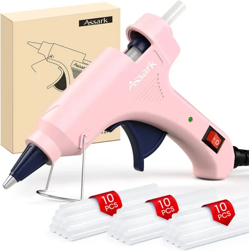 Vista 10 de Kit de pistola de pegamento caliente con 30 barras de pegamento (130 mm x 7 mm), precalentamiento rápido, alta temperatura para manualidades