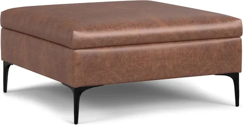 Vista 14 de SIMPLIHOME Rebecca - Mesa de centro rectangular de almacenamiento, otomana rectangular de 36 pulgadas de ancho con aspecto de lino tapizada