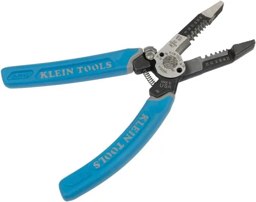 Vista 8 de Klein Tools K12035L Klein-Kurve - Cortadores de alambre, fabricados en EE. UU., herramienta resistente para pelar cables con bloqueo, 8-20 AWG