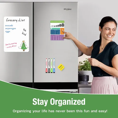 Vista 6 de HOMiDEK Pizarra magnética de borrado en seco: pizarra blanca pequeña para nevera, pizarra blanca flexible para refrigerador, hoja de notas