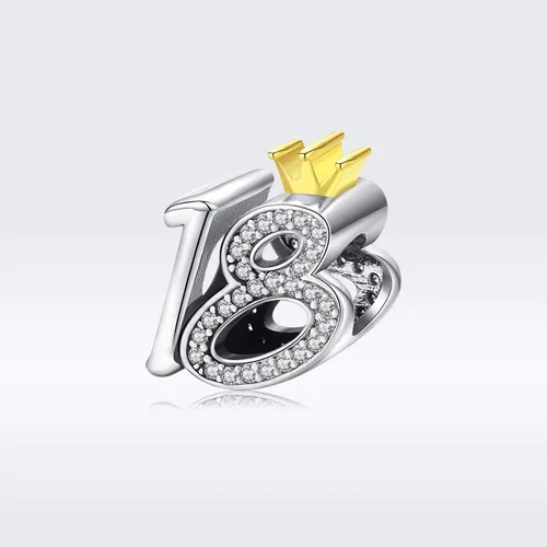 Vista 2 de Eternalll - Abalorio de plata de ley 925 con número 21 30 40 50 60 925 para pulseras Pandora