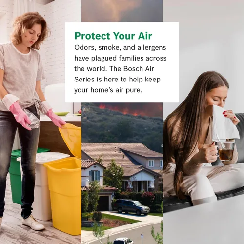 Vista 9 de BOSCH - Purificador de aire para el hogar (cubiertas, 1345 pies cuadrados), filtro 3 en 1 para polen, humo, polvo, caspa, contaminación al aire