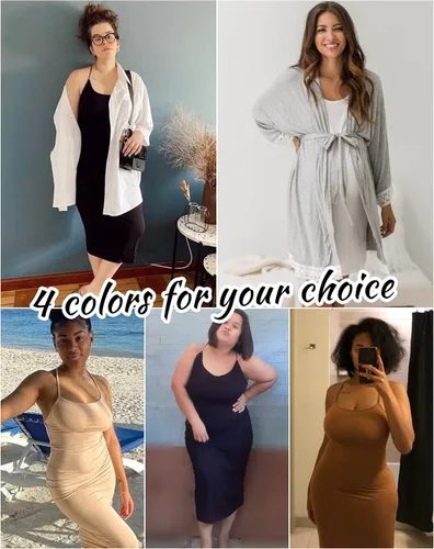 Vista 7 de Vlazom Vestidos de talla grande para mujer, con cuello en V, suave camisón con tirantes delgados ajustables, mini vestido casual debajo