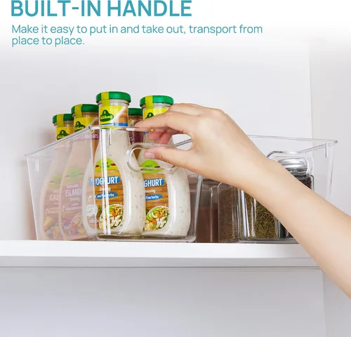 Vista 5 de Vtopmart - 2 unidades de contenedores de plástico transparente con asas para organizar y almacenar artículos y alimentos, ideales para cocina