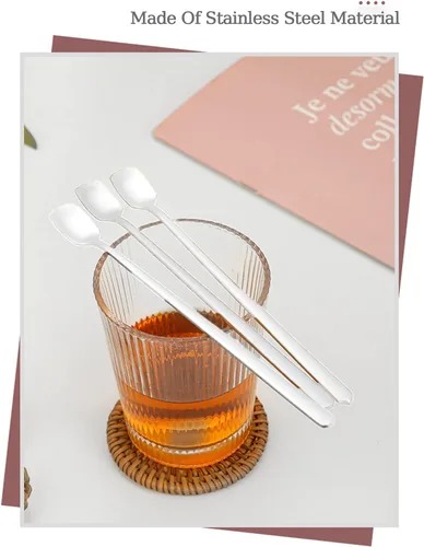 Vista 3 de Cuchara mezcladora de barman de acero inoxidable, cucharas largas para agitar, cuchara de mango largo reutilizable, cuchara larga para agitar, 2