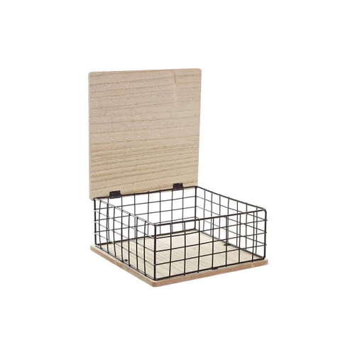 Vista 4 de Caja Decorativa DKD Home Decor Negro Natural Metal Madera MDF
