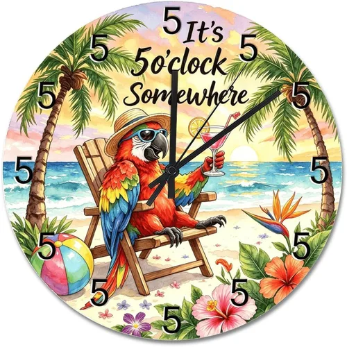 Vista 65 de Reloj de pared Whatever Modern Wood Clock de 10 pulgadas, silencioso, sin tictac, funciona con pilas, para sala de estar, dormitorio, cocina, A