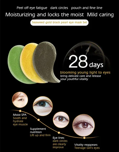 Vista 2 de Senana Marina Máscaras para debajo de los ojos, líneas de ojos y parches hidratantes para los ojos, hidratantes, nutritivas, mejorando las bolsas