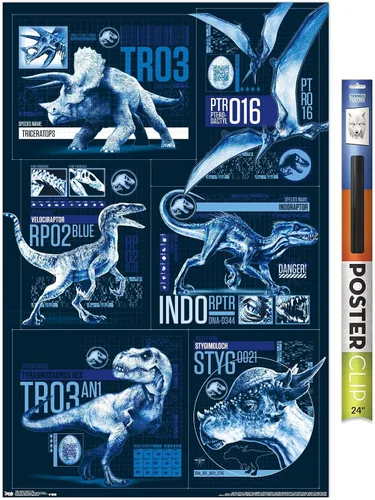 Vista 41 de Trends International Jurassic World: Fallen Kingdom - Póster de pared con cuadrícula, 14.725 x 22.375 pulgadas, versión enmarcada de madera