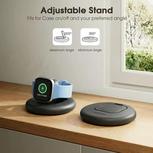 Vista 3 de Charging Stand Compatible with Fitbit Sense 2 / Versa 4 / Versa 3 / Sense, Adjustable Foldable Magnetic Charging Station Dock for Fitbit Smartwatch