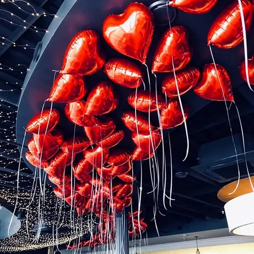 Vista 6 de 12 globos de aluminio con forma de corazón rojo, globos de 18 pulgadas, decoraciones de papel de aluminio adecuados para fiestas de cumpleaños