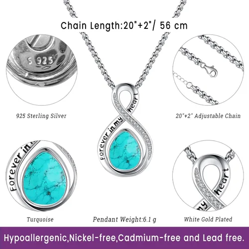 Vista 80 de Joyas de turquesa para mujeres y hombres de plata de ley 925 con colgante de urna para cenizas, collar con medallón de imagen, martillo de Thor