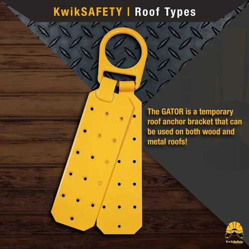 Vista 7 de KwikSafety - Charlotte, NC - GATOR [COMBO] Anclaje de techo reutilizable temporal + conjunto de cuerda de línea de vida vertical de 50 pies, probado