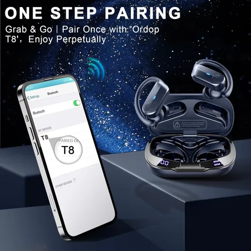 Vista 7 de Auriculares inalámbricos, auriculares deportivos Bluetooth 5.4 IPX8 impermeables, 70H con sonido de graves profundos, 4 micrófonos ENC con Azul