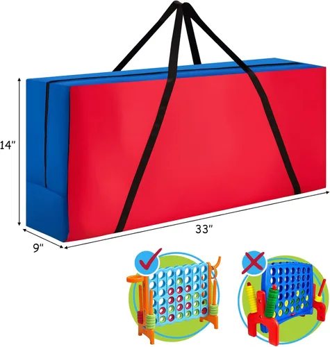 Vista 7 de COSTWAY Juego gigante gigante de 4 a puntuación con bolsa de transporte, juego de 2.5 pies para interiores y exteriores con aro de baloncesto, juego