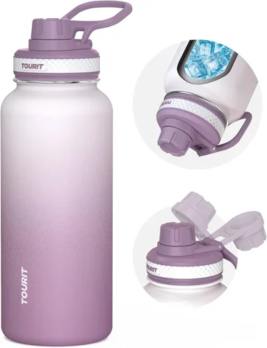 Vista 20 de TOURIT Botella de agua aislada de 24 onzas, botellas de agua de acero inoxidable con asa, botella de agua deportiva al vacío de doble pared, sin