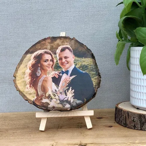Vista 7 de Álbum de marco de fotos personalizado impresión de fotos personalizada en rodajas de madera, fotografía personalizada sobre obras de arte de madera