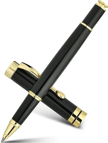 Vista 11 de BEILUNER - Bolígrafos personalizados de alta calidad, impresionante bolígrafo de metal cromado de plata brillante con borde dorado, elegante set