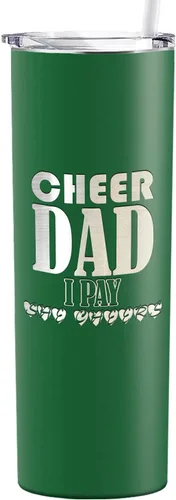 Vista 20 de Cheer Dad I Pay She Cheers - Vaso de acero inoxidable con tapa aislada, color negro