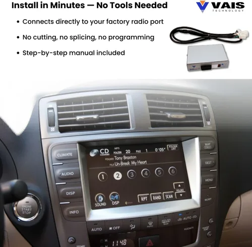 Vista 3 de VAIS Technology SL3b-T - Adaptador de transmisión de audio Bluetooth compatible con la mayoría de los modelos Toyota 2004-2012