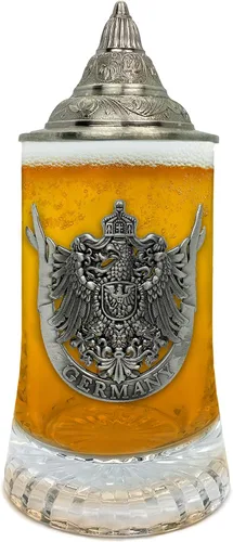 Vista 8 de OktoberfestHaus - Medallón de metal del Bayern alemán de 0,5 litros para hombre, con tapa de metal, taza de cristal