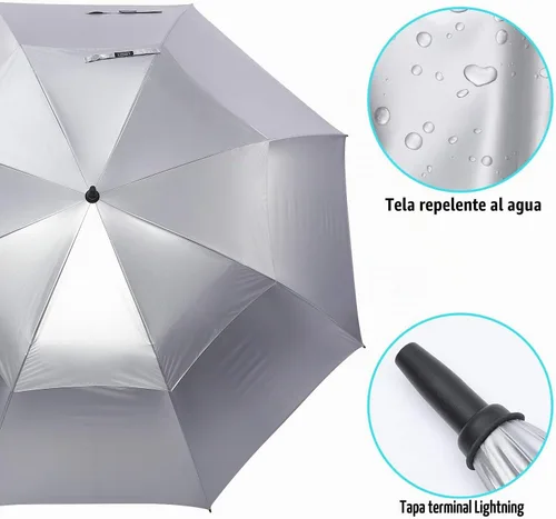Vista 6 de G4Free Paraguas enorme de golf con protección UV, apertura automática, resistente al viento, paraguas de gran tamaño, extra grande, ventilado, doble
