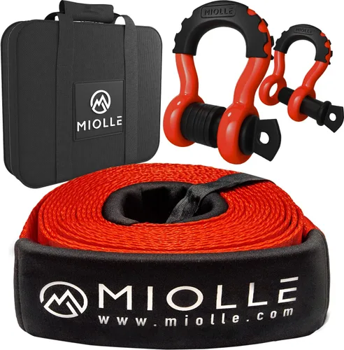 Vista 8 de MiolleGear Correa de remolque de 2”x20’- 20990 lbs MBS (Prueba de laboratorio) Kit de correa de recuperación Incluye: Cuerda de remolque, Estuche