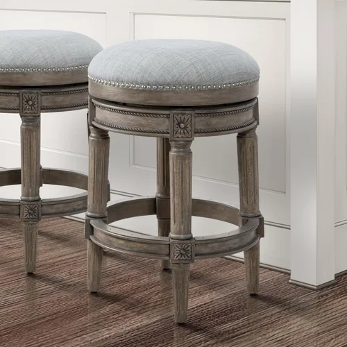 Vista 8 de New Ridge Home Goods Chapman Taburete giratorio de 26 pulgadas de altura de mostrador sin respaldo en nogal