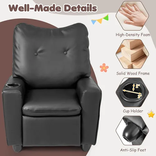 Vista 7 de Costzon Silla reclinable para niños con soporte para tazas, 2 bolsillos de Negro