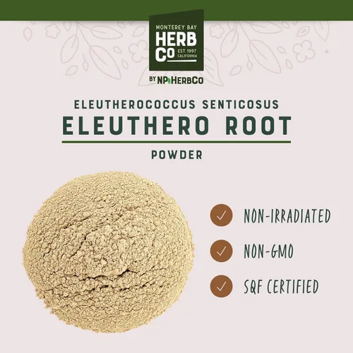 Vista 2 de MONTEREY BAY HERB CO. Eleuthero Root Powder Ginseng siberiano Utilizado para té y otras bebidas Forma de polvo, 1/4 lb