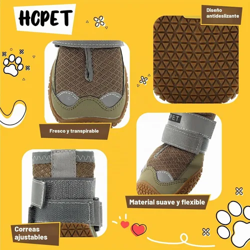 Vista 5 de Hcpet - Zapatos para perros, para perros grandes, botines transpirables para perros pequeños y medianos, botas antideslizantes para perros Verde