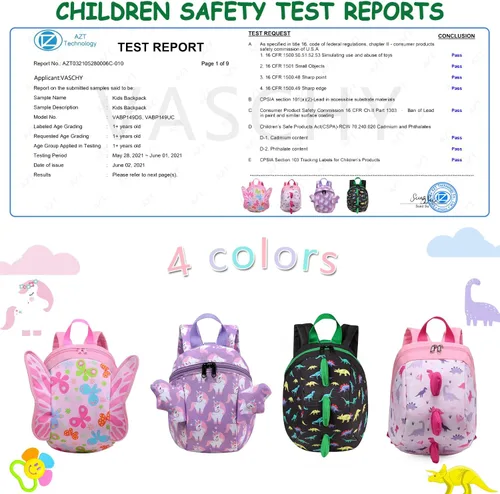 Vista 2 de VASCHY Mini mochila para niños pequeños con correa, mochila pequeña ultraligera para guardería
