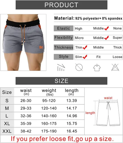 Vista 6 de BROKIG - Pantalones cortos para el gimnasio de 5 in para hombres, para correr, entrenamiento ligero, con cintura elástica y bolsillos