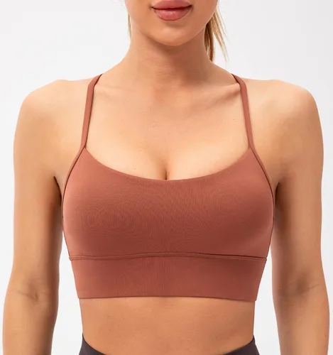 Vista 2 de Lavento Sujetador deportivo con espalda en Y para mujer, tirantes delgados, acolchado, de bajo impacto, para entrenamiento, yoga