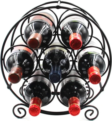 Vista 2 de PAG Soporte para botellas de vino de metal para encimera, 7 botellas, color marrón
