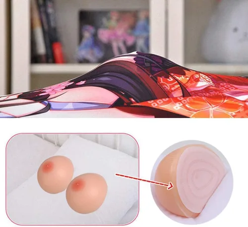 Vista 2 de Anime Funda para Almohada Dakimakra 150×50cm Fundas para Almohadas de Abrazo Relleno de Prótesis de Seno de Silicona, Suave, Forma Redonda