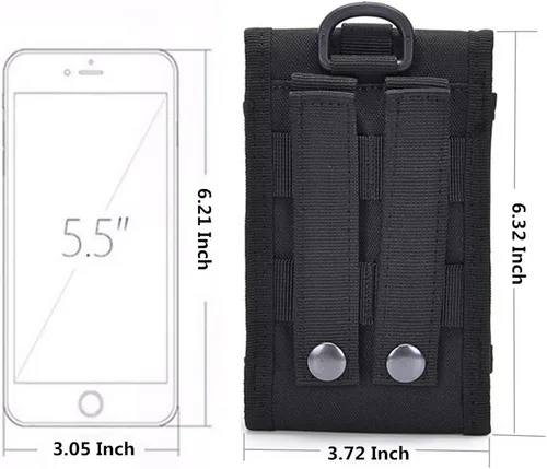 Vista 3 de Bolsa De Cintura De Nylon Táctica Para IPhone 11 Pro X XS Max XR 7 8 Plus 6 6S - Negro