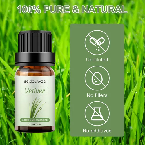 Vista 2 de Sedbuwza Paquete de aceite de vetiver con juego de aceites esenciales de coco, 100% aceite aromático orgánico puro para difusor, humidificador