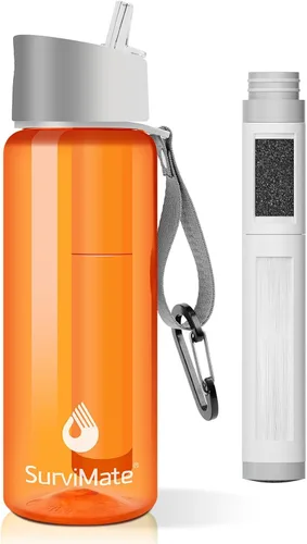 Vista 15 de SurviMate - Botella de agua filtrada con ultrafiltración de 5 etapas de Negro