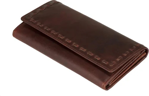 Vista 4 de Lady Conceal Cartera de piel con cordones RFID Hope, Coñac, Cartera triple