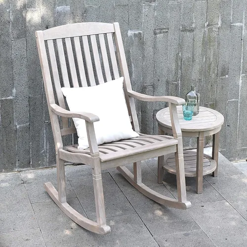 Vista 3 de Cambridge Casual Superior Indonesian Teak Arie - Silla mecedora para exteriores, teca desgastada
