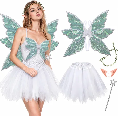 Vista 9 de Hicarer 5 Pcs Women Fairy Wing Costume for Halloween Party