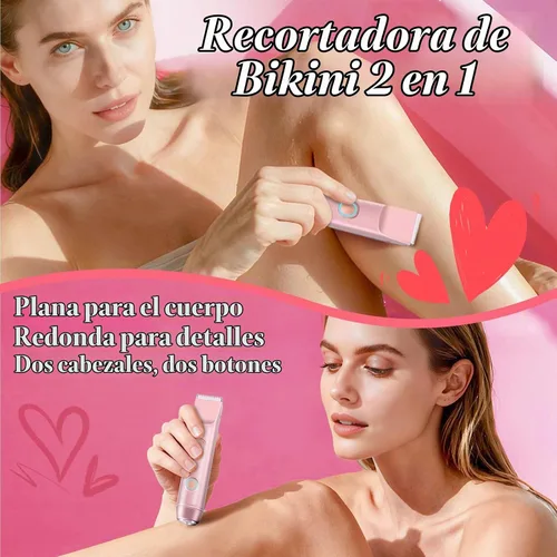 Vista 4 de Recortadora de bikini para mujer – Maquinilla de afeitar eléctrica de doble cabeza, IP67 impermeable USB-C recargable para línea de bikini, axilas