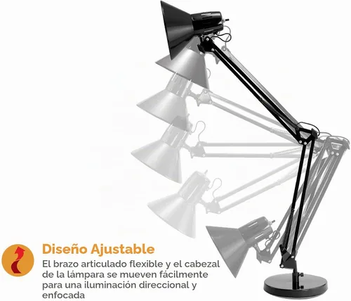 Vista 4 de Bostitch Office VLF100D - Lámpara de escritorio con brazo oscilante, metal, alcance de 36 pulgadas con ajuste multijunta, incluye bombilla LED