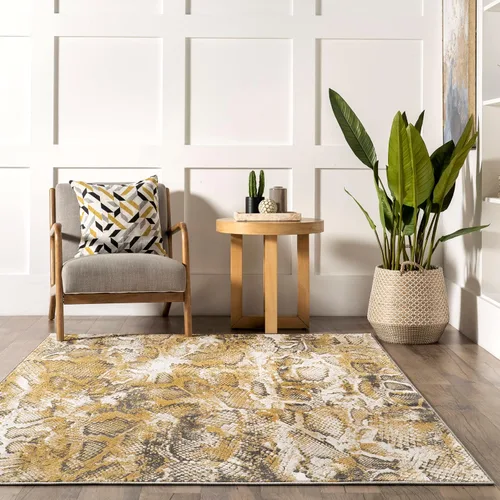 Vista 9 de nuLOOM Aideen Modern Snake Patterned Area Rug, 4x6, Beige