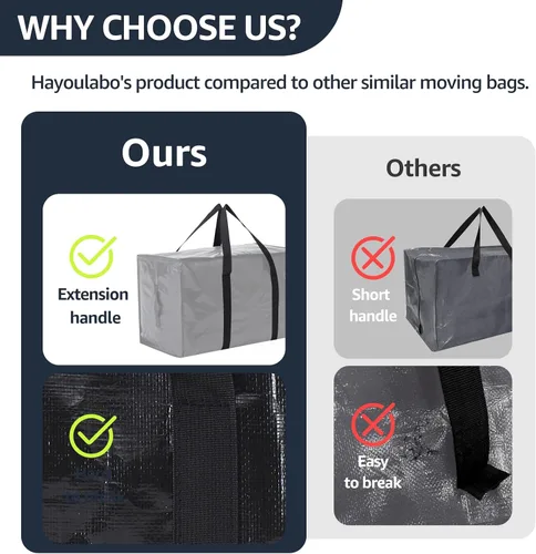 Vista 4 de Bolsas de mudanza resistentes extra grandes, cajas de mudanza, suministros de mudanza esenciales, contenedores de almacenamiento azules con tapas