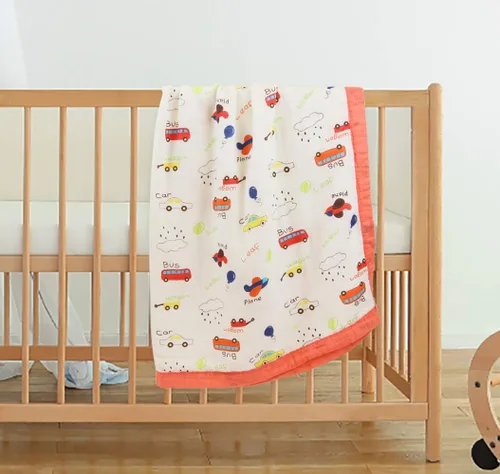 Vista 3 de Manta de muselina roja coral, ultra suave, hipoalergénica, unisex, de gran tamaño, 43 x 45 pulgadas (autobús de automóvil)