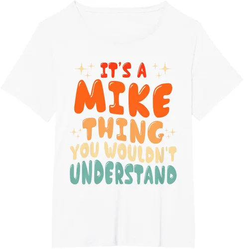 Vista 76 de Camiseta retro de los años 80 con texto en inglés "It's A Mike Thing You Wouldn't Understand", Negro